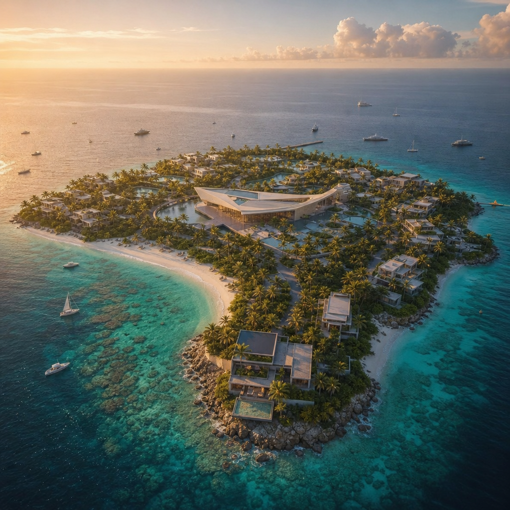 Aerial view of Saadiyat Island land opportunities in Abu Dhabi, UAE
